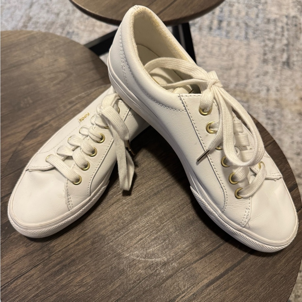 Keds White Sneakers with Gold Eyelets